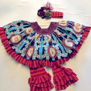 Fall colored skirt size 7, matching leggings size 10, and matching headband